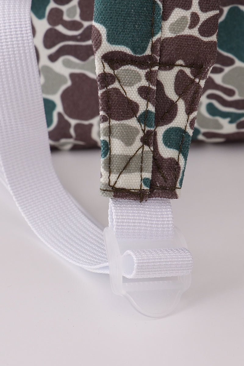 Camouflage fish embroidery canvas backpack - Abbies Place