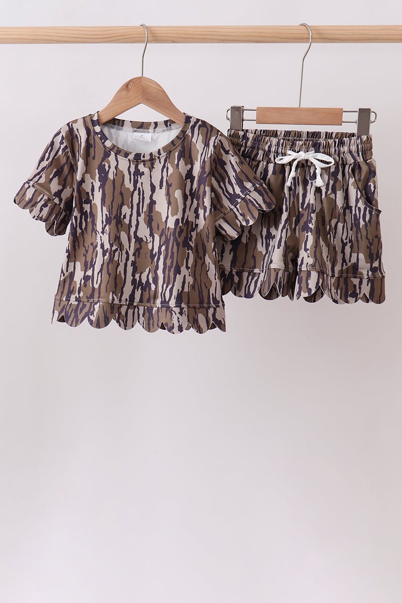 Camouflage scalloped mom&me shorts set - Abbies Place