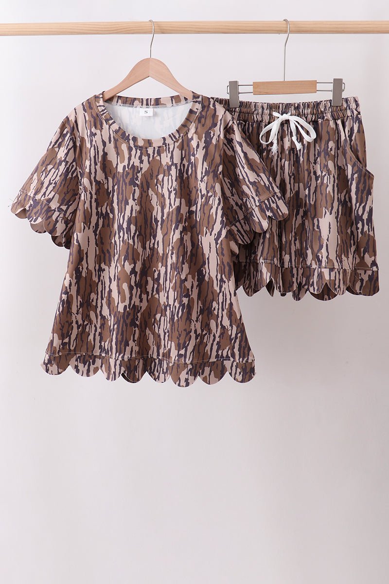Camouflage scalloped mom&me shorts set - Abbies Place