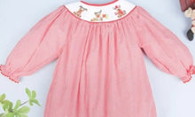 Load image into Gallery viewer, Christmas Deer Smocked Long Gingham Baby Bubble - Image #2
