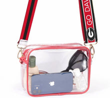 Load image into Gallery viewer, Bridget Clear Purse with Reversible Patterned Shoulder Straps - Image #4
