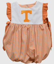 Load image into Gallery viewer, Ready to ship-Tennessee Vols Embroidered Orange Gingham Girls Bubble - Image #1
