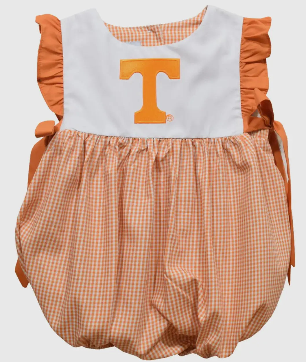 Ready to ship-Tennessee Vols Embroidered Orange Gingham Girls Bubble - Image #1