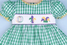 Load image into Gallery viewer, Mardi Gras Smocked Dress - Image #1
