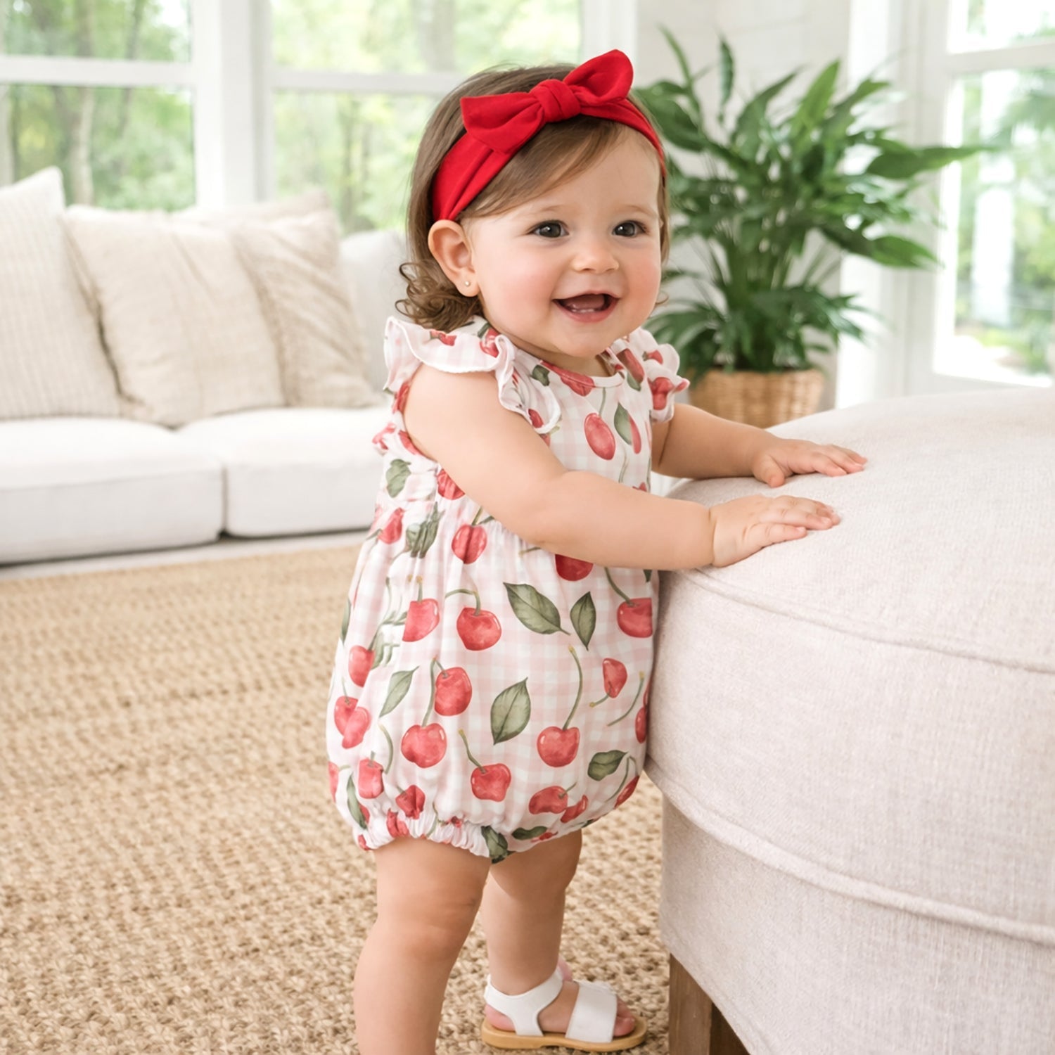Cherry Picnic Baby Girl Bamboo Bubble Romper - Abbies Place