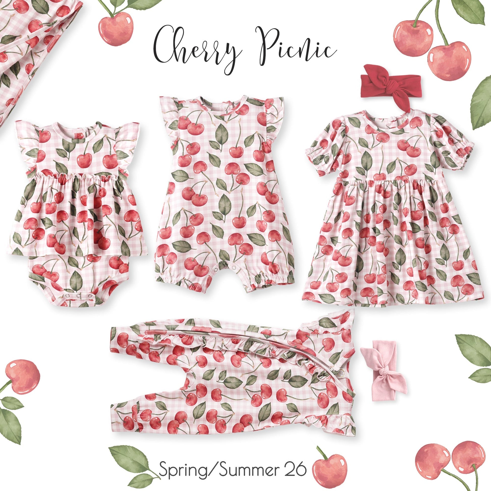 Cherry Picnic Baby Girl Bamboo Bubble Romper - Abbies Place