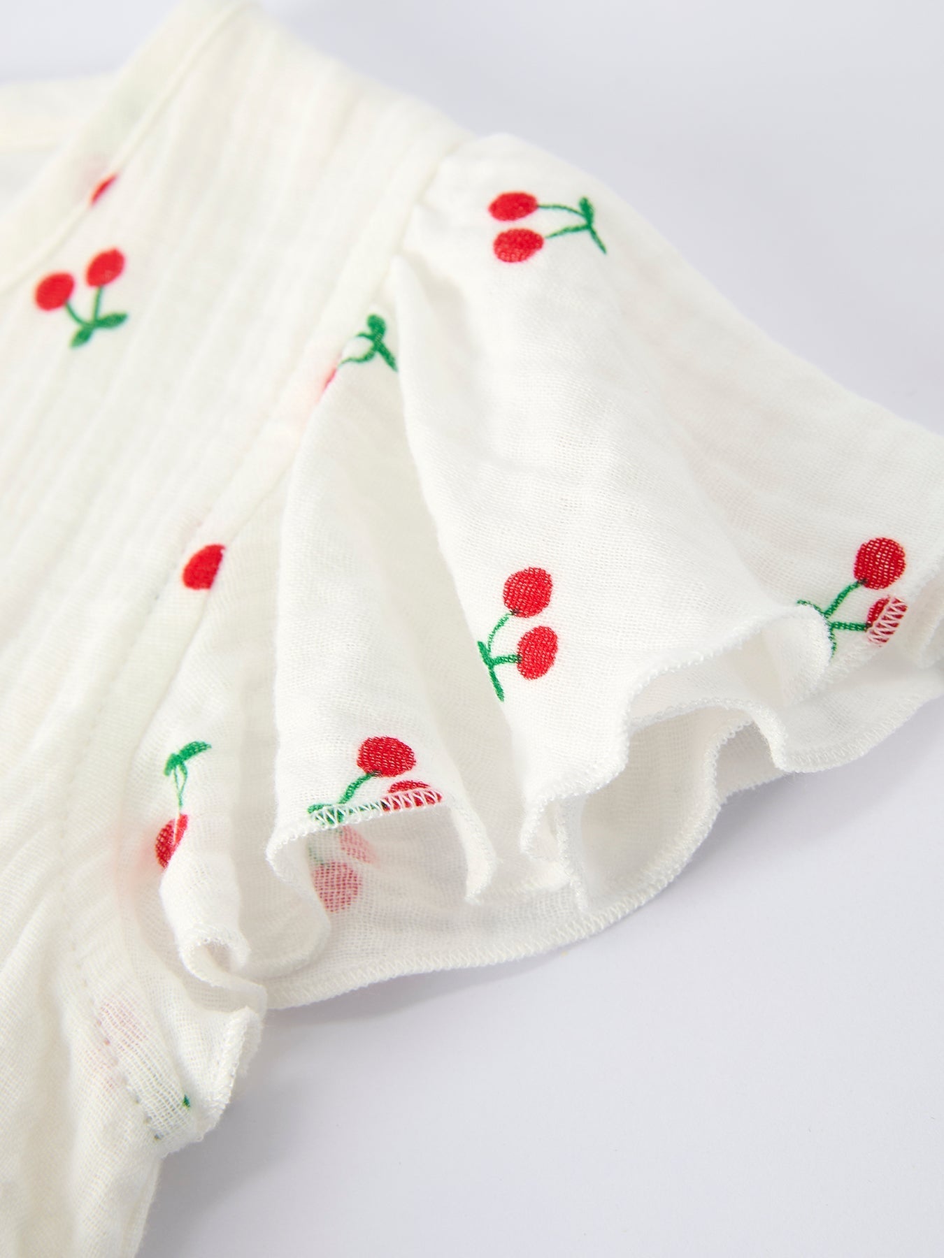 Cherry Print Girls Dress Ruffle Sleeves - Abbies Place