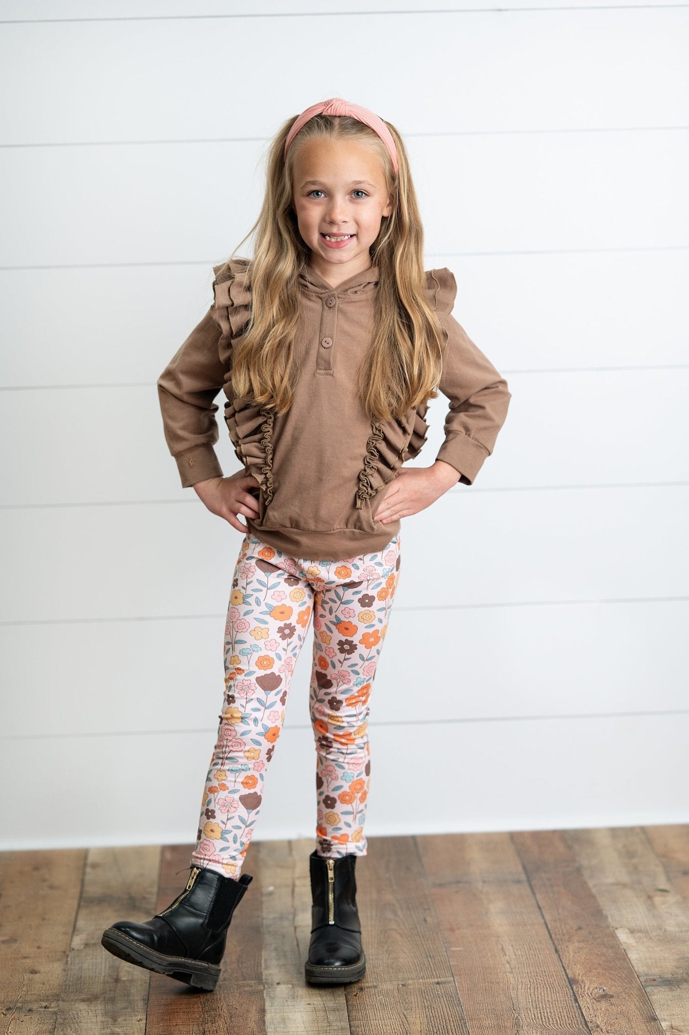 Chocolate Floral Ruffle Sweater Pant Set - Abbies Place