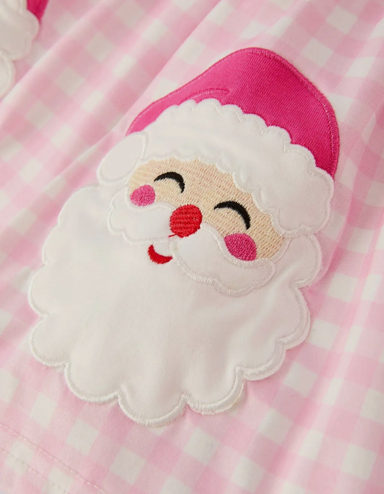 Christmas Santa Applique Striped Girls Set with Red Ruffle Trim - Abbies Place