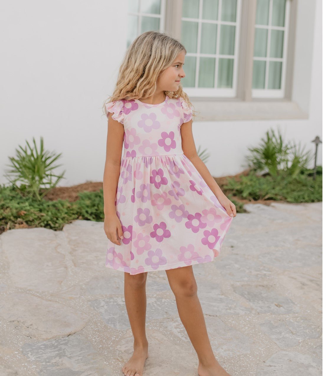 Claire Lavender Flower Dress - Abbies Place
