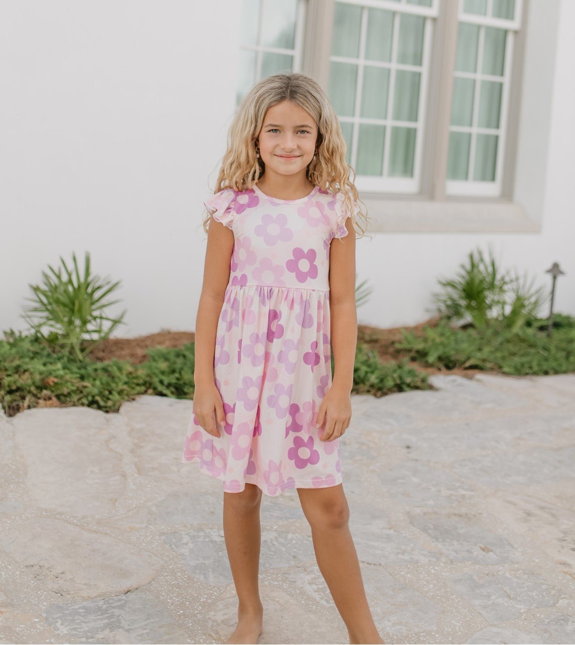 Claire Lavender Flower Dress - Abbies Place