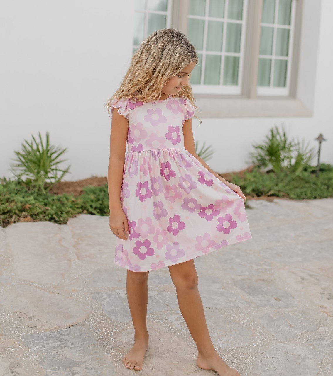 Claire Lavender Flower Dress - Abbies Place
