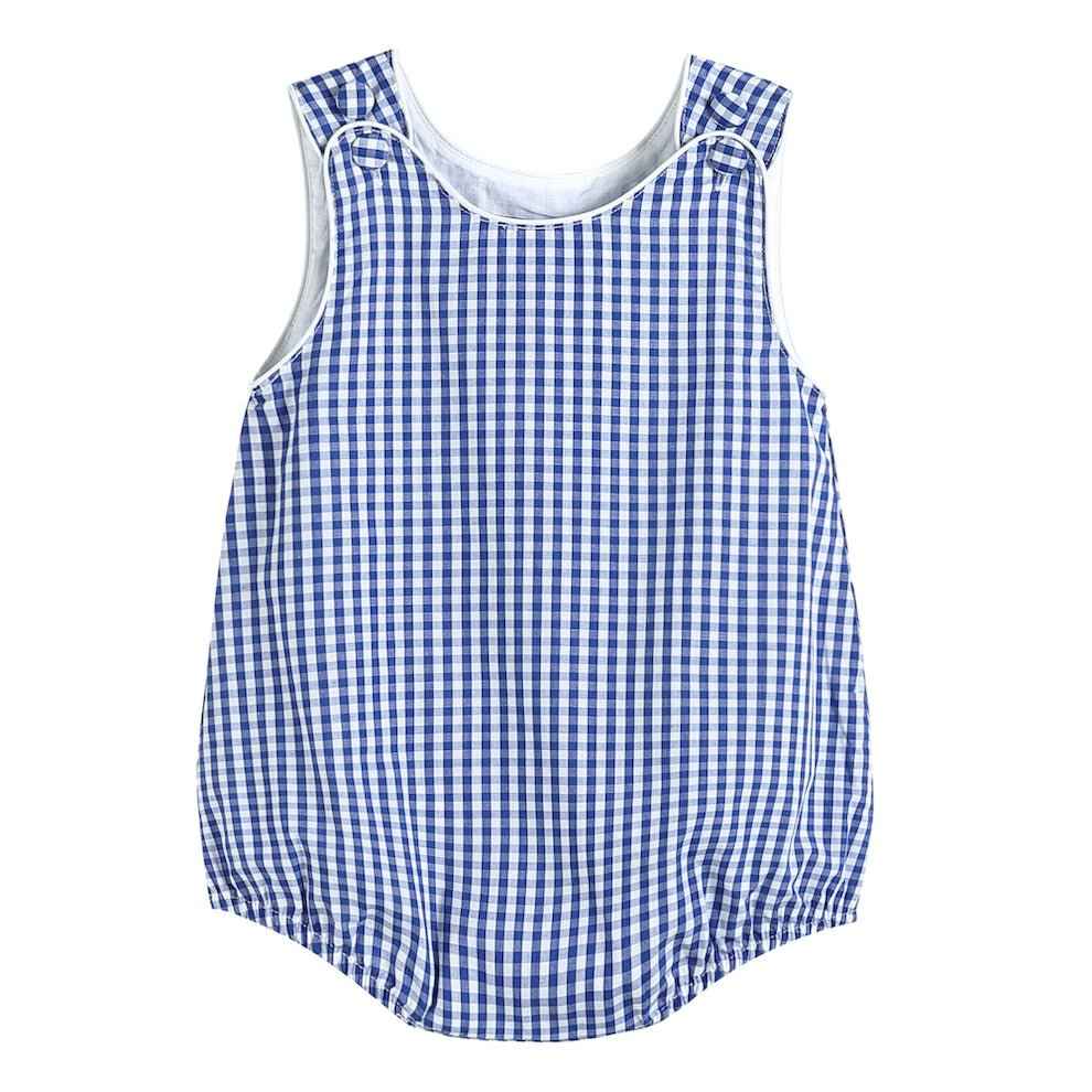 Classic Dark Blue Gingham Bubble Romper - Abbies Place