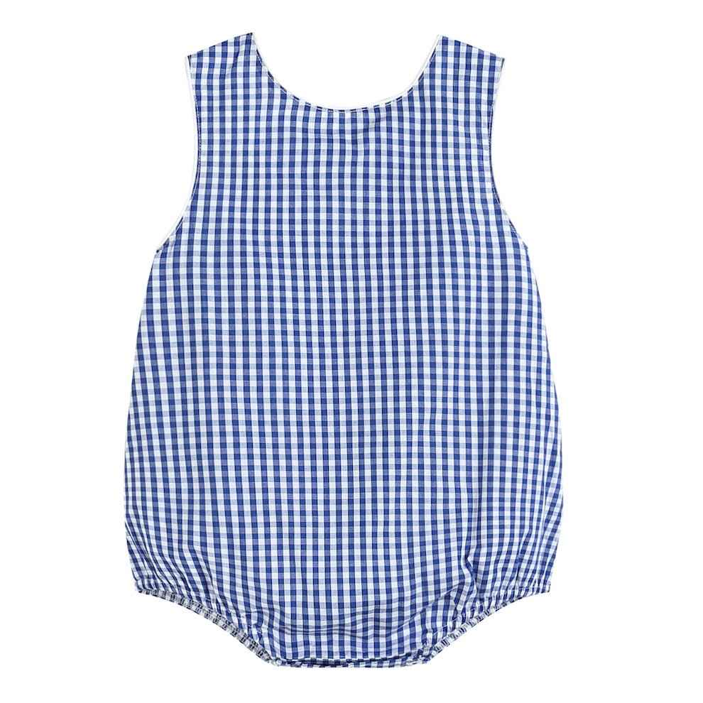 Classic Dark Blue Gingham Bubble Romper
