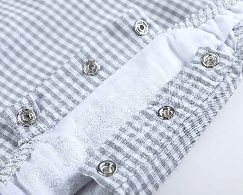 Classic Gray Gingham Bubble Romper - Abbies Place