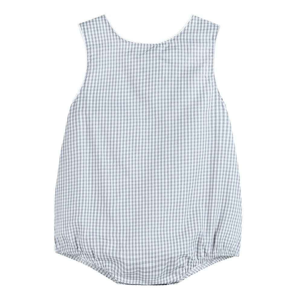 Classic Gray Gingham Bubble Romper - Abbies Place