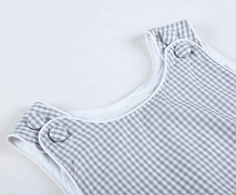 Classic Gray Gingham Bubble Romper - Abbies Place