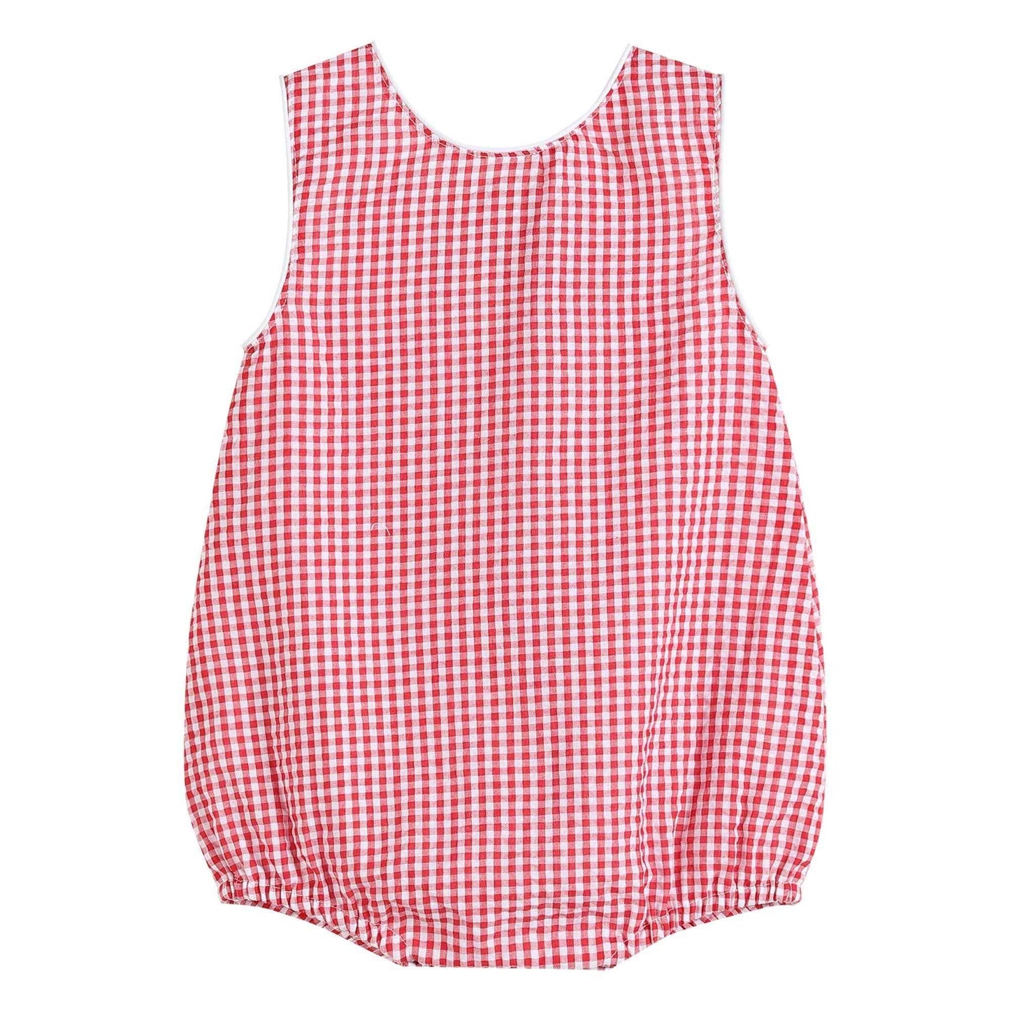 Classic Red Seersucker Bubble Romper - Abbies Place