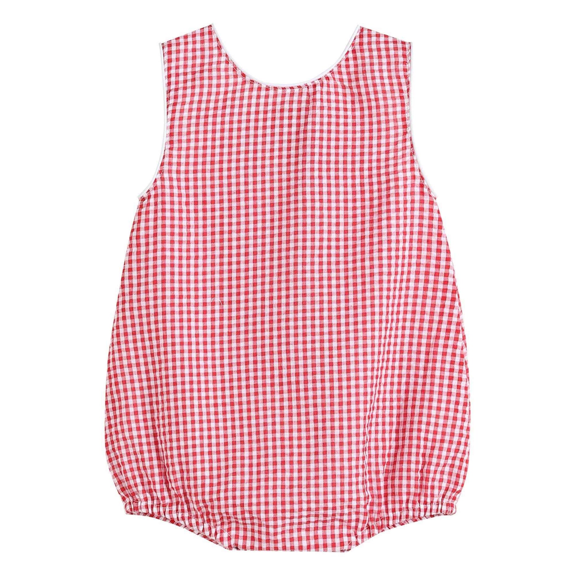 Classic Red Seersucker Bubble Romper - Abbies Place