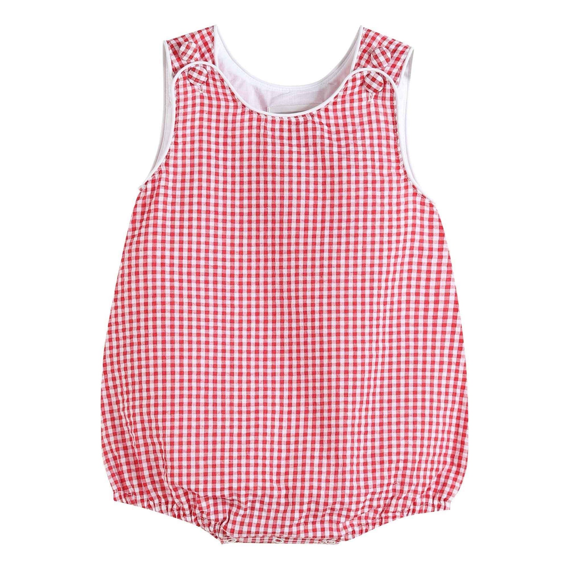 Classic Red Seersucker Bubble Romper - Abbies Place