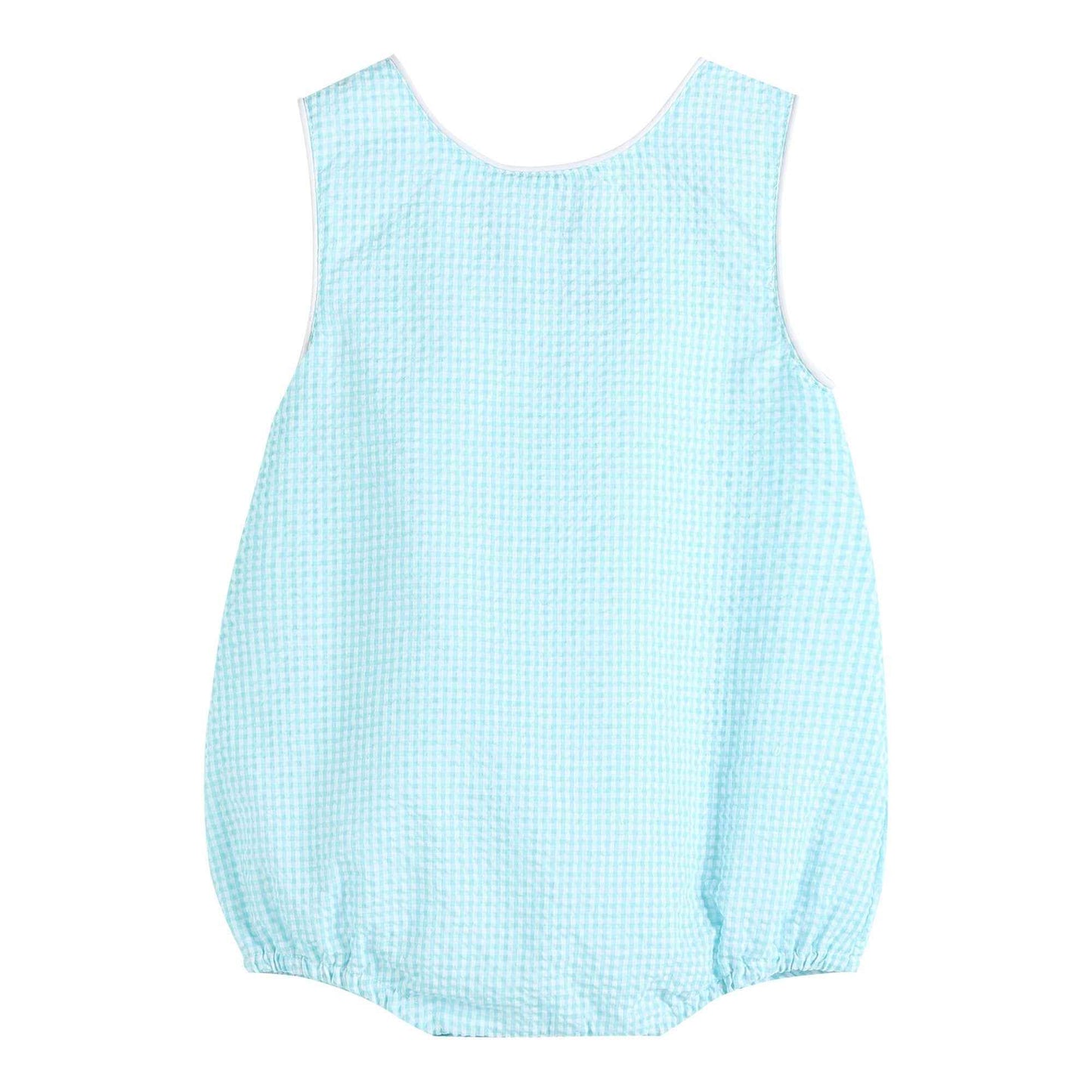 Classic Turquoise Seersucker Bubble Romper - Abbies Place