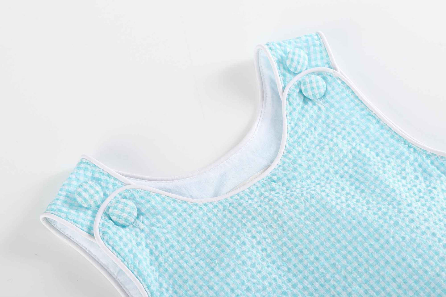 Classic Turquoise Seersucker Bubble Romper - Abbies Place