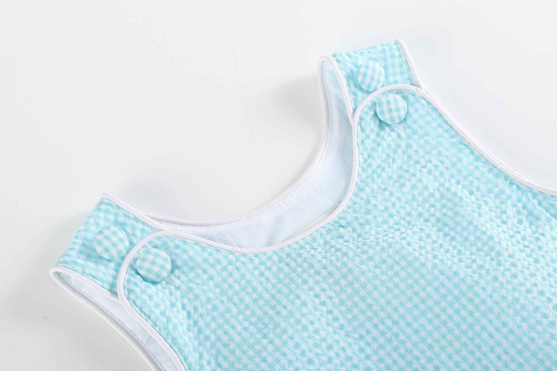 Classic Turquoise Seersucker Bubble Romper - Abbies Place