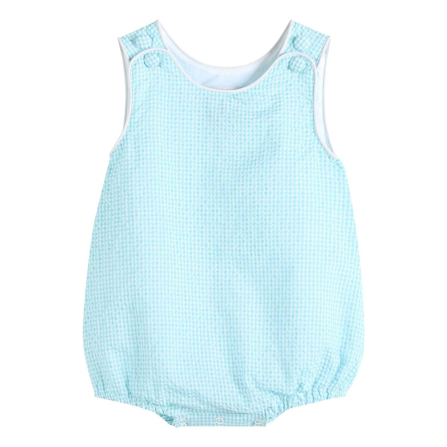 Classic Turquoise Seersucker Bubble Romper - Abbies Place