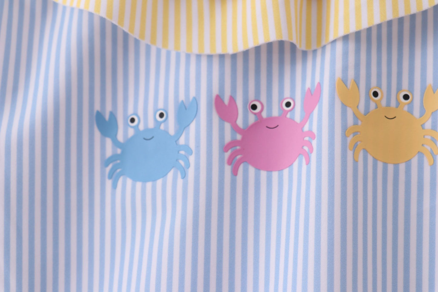 Colorblock crab embroidery ruffle swimsuit - Abbies Place