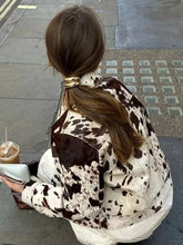 Load image into Gallery viewer, Cow Print Collared Neck Jacket
