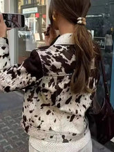 Load image into Gallery viewer, Cow Print Collared Neck Jacket

