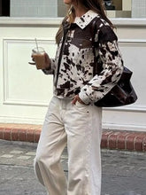 Load image into Gallery viewer, Cow Print Collared Neck Jacket
