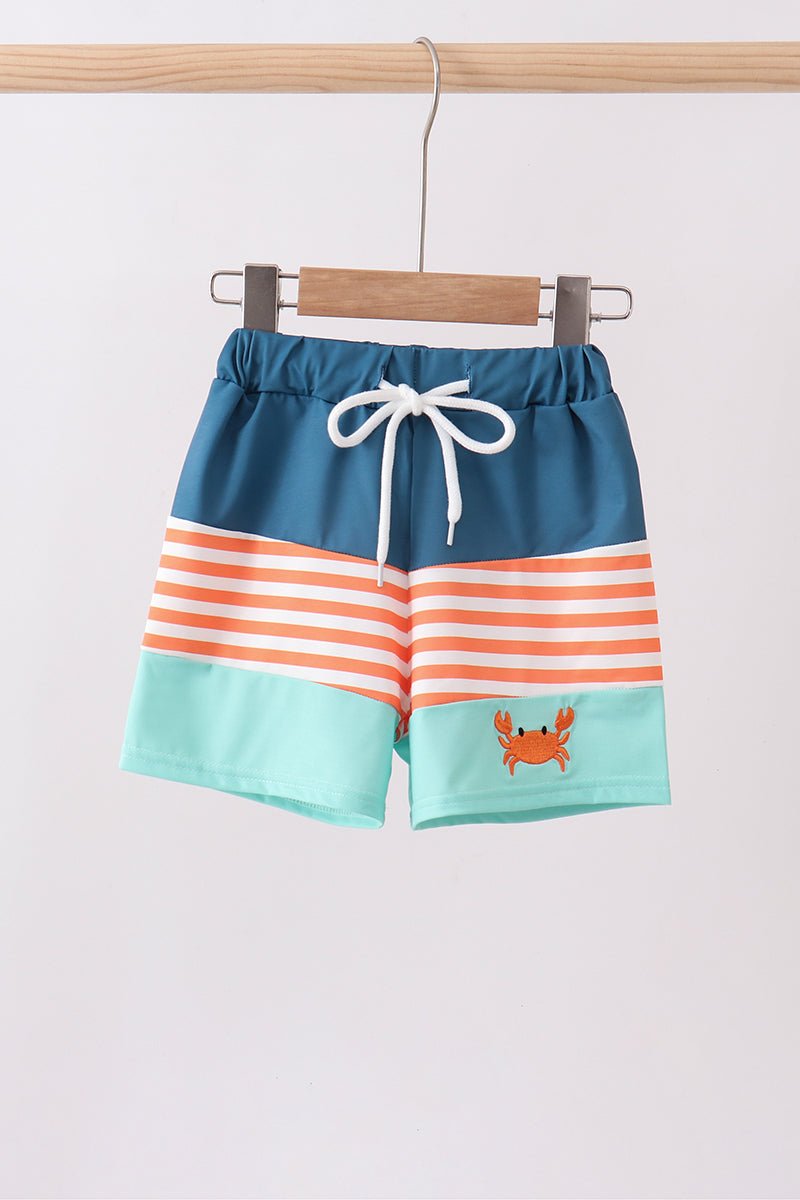 Crab embroidery swim trunks - Abbies Place