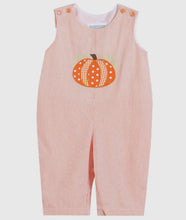 Load image into Gallery viewer, Orange Pinstripe Pumpkin Baby Overalls - Image #1
