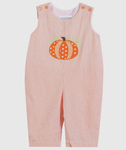 Orange Pinstripe Pumpkin Baby Overalls - Image #1