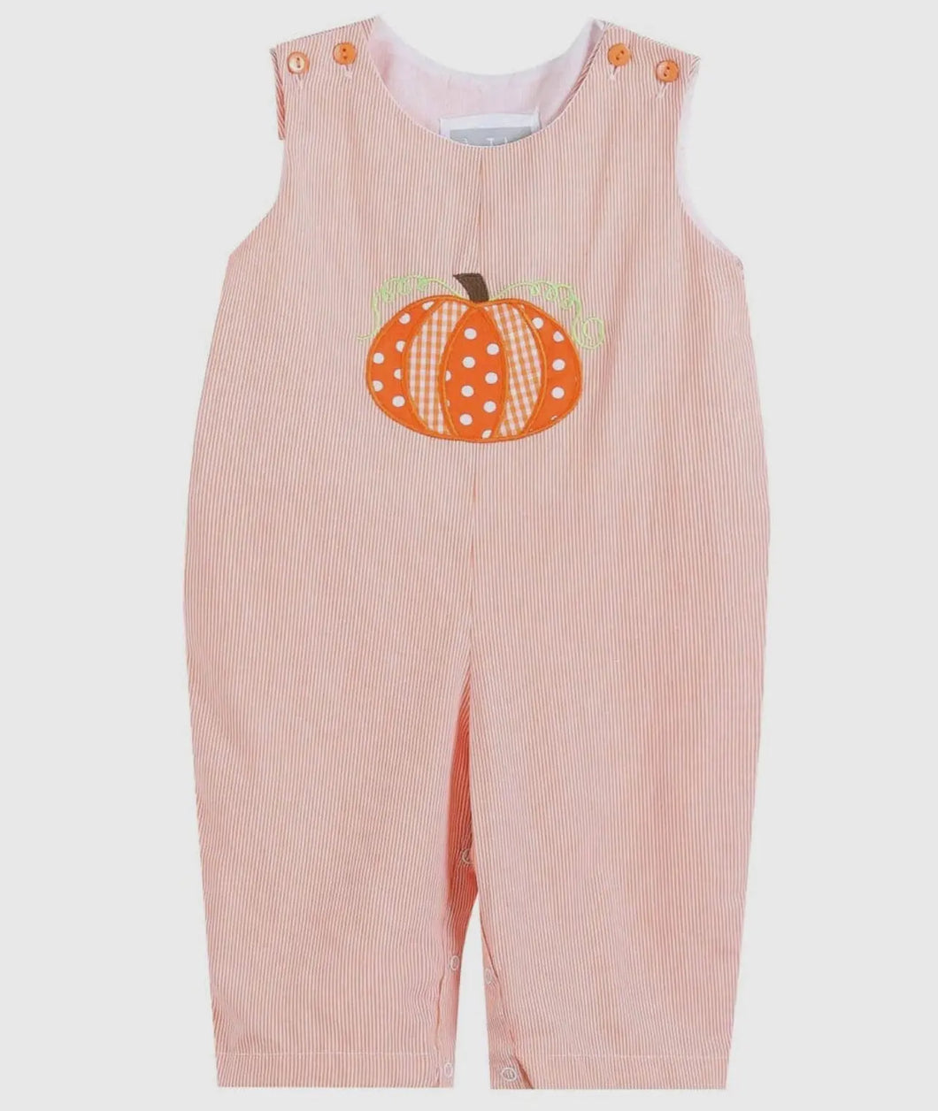 Orange Pinstripe Pumpkin Baby Overalls - Image #1