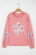 Load image into Gallery viewer, Flower Applique Patchwork Drop Sleeve Pullover Sweatshirt
