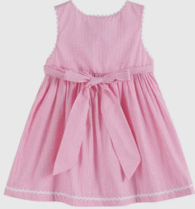 Pink Gingham Bunny Family Button Dress - Image #2