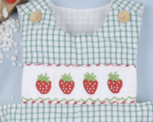 Strawberry Hand Smocked Shortalls - Image #2