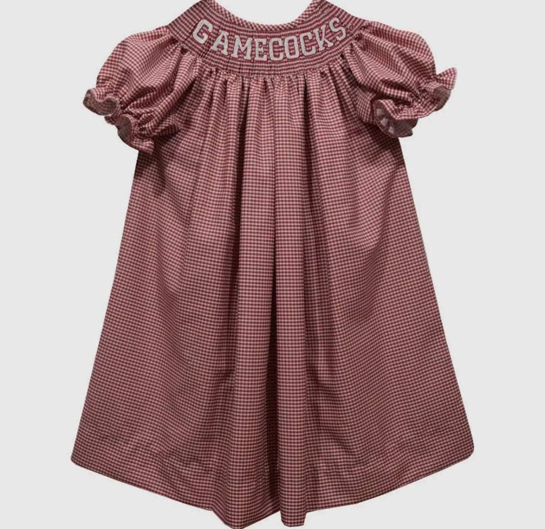 Ready to ship-South Carolina Gamecocks Smocked Maroon Short Sleeve Dress - Image #1