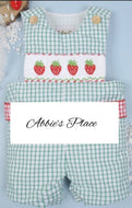 Strawberry Hand Smocked Shortalls - Image #1