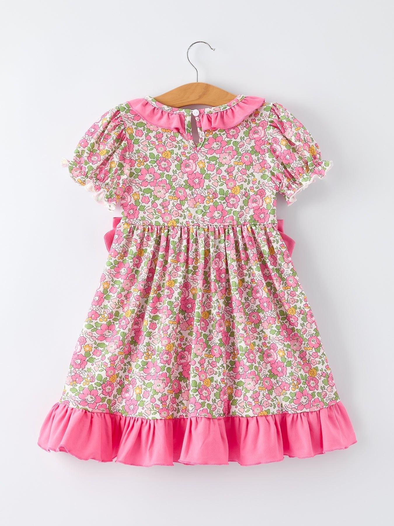 "DADDY'S GIRL" Bow Embroidered Ruffle Collar Girl Dress - Abbies Place