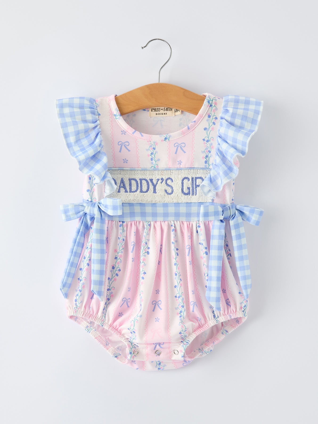 “DADDY'S GIRL” Smocked Plaid Baby Girls Romper - Abbies Place