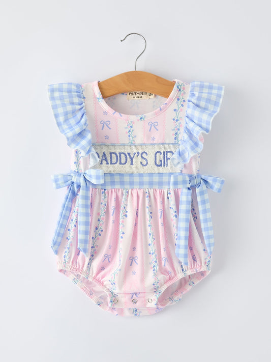 “DADDY'S GIRL” Smocked Plaid Baby Girls Romper - Abbies Place