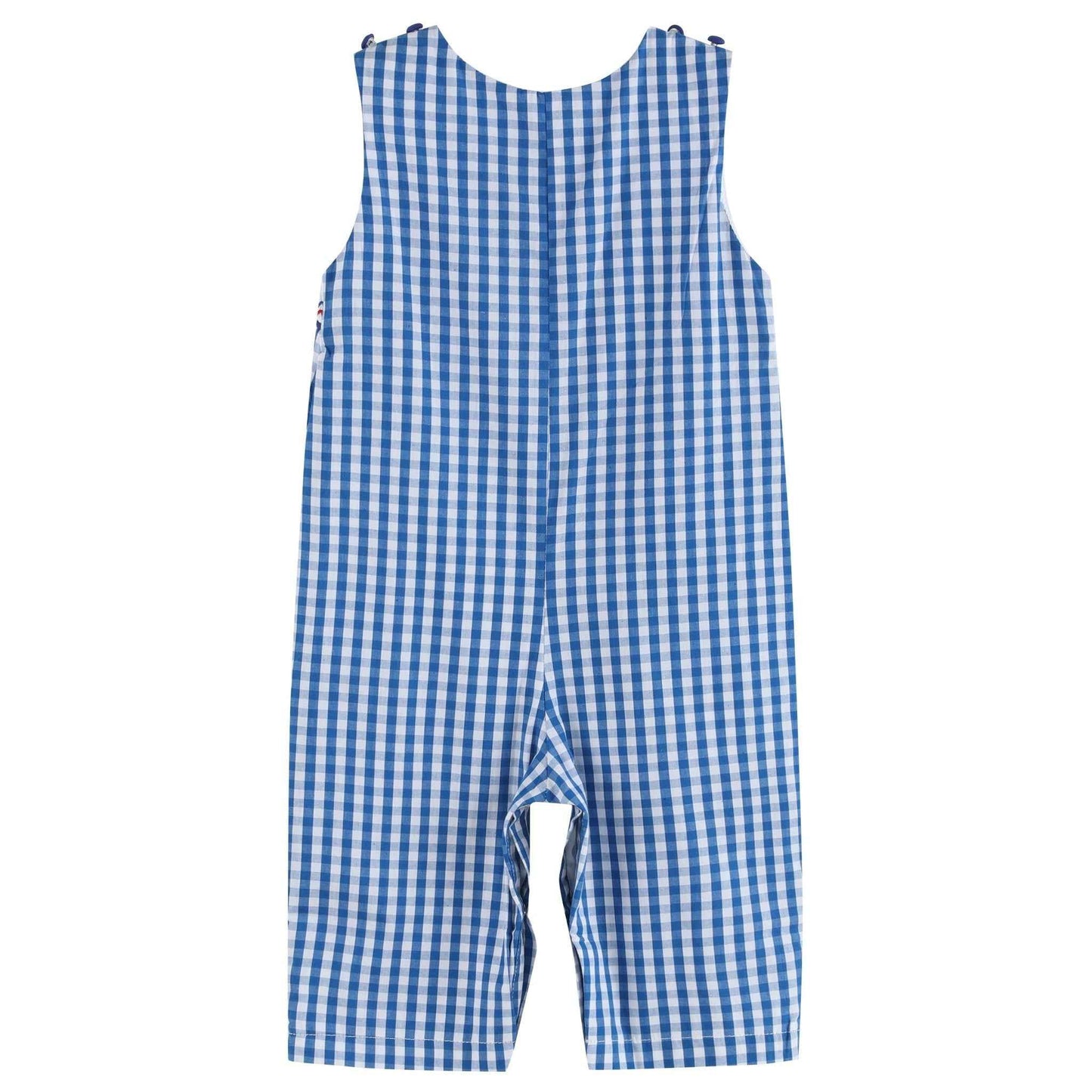 Dark Blue Gingham Emergency Vehicle Smocked Overalls - Abbies Place