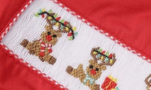 Load image into Gallery viewer, Reindeer Hand Smocked Boy Long Sleeve Shirt and Gingham Red Pants - Image #3
