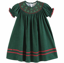 Load image into Gallery viewer, Preorder 7/15-9/15-Green Christmas Mistletoe Smocked Bishop Dress - Image #1
