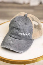 Load image into Gallery viewer, Cursive Mama Embroidered Messy Bun Hat Cap - Image #2
