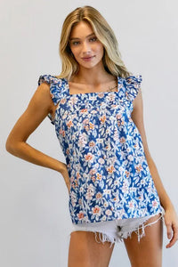 FLORAL PRINTED RUFFLE SLEEVELESS TOP - Image #19