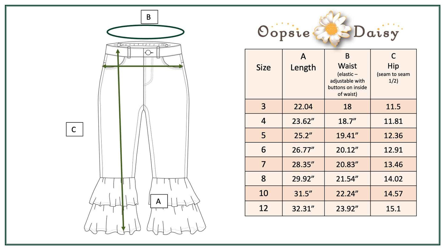 Denim Double Ruffle Pant - Abbies Place